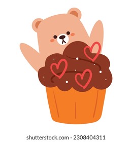 lindo oso de dibujos animados con postre