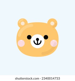 Cute cartoon bear face icon. Vector illustration in kawaii cartoon style.