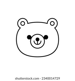 Cute cartoon bear face line icon. Coloring book for children. Vector illustration in outline style.