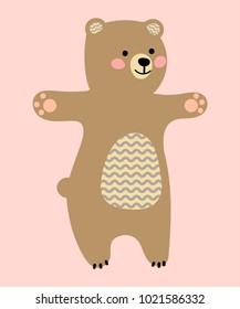 Cute cartoon bear. Flat style. Vector isolated illustration