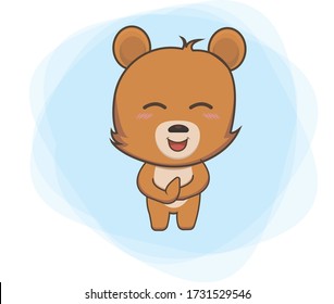 cute cartoon bear, flat vector