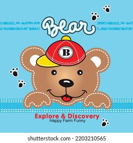 Cute Cartoon bear with font beground
