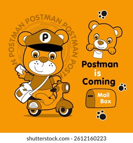 Cute cartoon bear with friend , Flat Vector Illustration