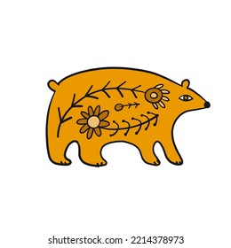 Cute cartoon bear. Hand-drawn vector illustration in Scandinavian style