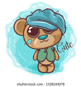 Cute Cartoon bear in a hat - Vector