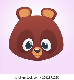 Cute cartoon bear head icon. Vector illustration isolated. Big collection of cartoon animals
