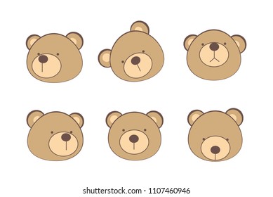 cute cartoon bear head on white background
