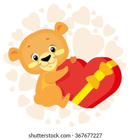 cute cartoon bear with a heart