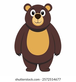 Cute cartoon bear isolated on white background.Front view. Vector illustration.