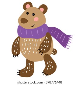Cute cartoon bear isolated on white background