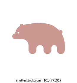 Cute cartoon bear in modern geometric flat vector style. Simple and adorable smiling bear illustration.