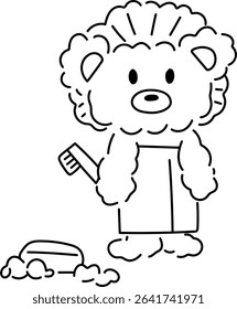 Cute cartoon bear outline. Animal character for children, vector illustration.