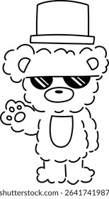 Cute cartoon bear outline. Animal character for children, vector illustration.