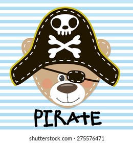 Cute cartoon Bear in a pirate hat 