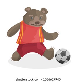 cute cartoon bear playing football