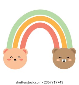 Cute Cartoon Bär Regenbogen, süßer weißer Hintergrund