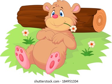 Cute cartoon bear relaxing