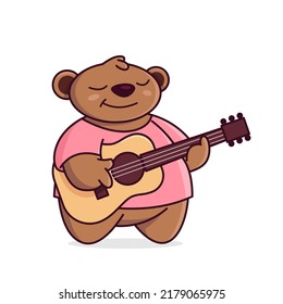 Cute cartoon bear. Romantic plays the guitar