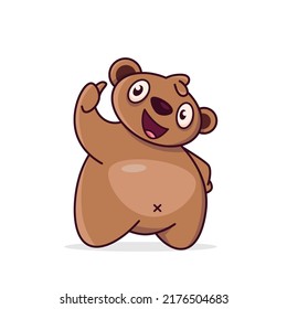 Cute cartoon bear. Shows that everything is in order. Raises a finger up
