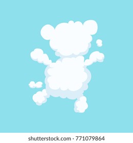 Cute cartoon bear silhouette in shape of white fluffy cloud. Flat animal icon. Isolated vector design for children s fairytale, postcard, shirt print