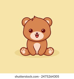 cute cartoon bear is sitting