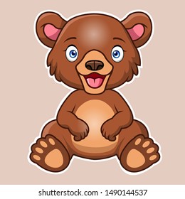 A cute cartoon bear sitting smiling.