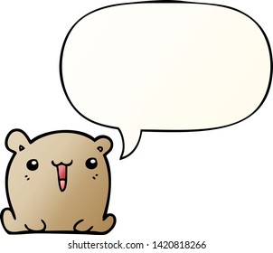 lindo oso de dibujos animados con burbuja de habla en un estilo de gradiente suave