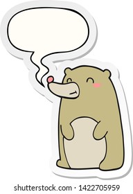 süßer Cartoon-Bär mit Redeblase-Aufkleber