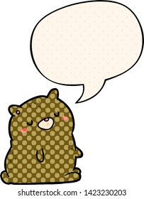 cute cartoon bear with speech bubble in comic book style