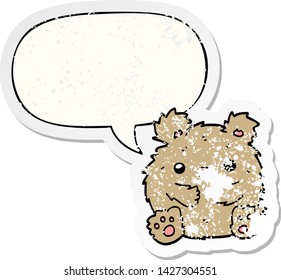bonitinho urso de desenho animado com balão afligido velho adesivo angustiado