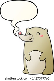 cute cartoon bear with speech bubble in smooth gradient style