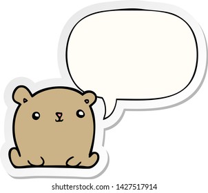 cute cartoon bear with speech bubble sticker