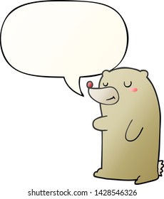 cute cartoon bear with speech bubble in smooth gradient style