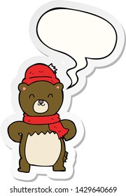 cute cartoon bear with speech bubble sticker