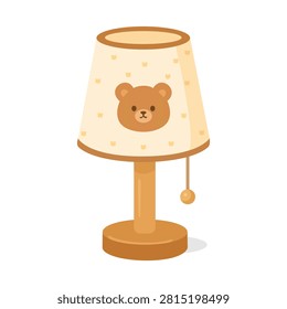Cute Cartoon Bear Table Lamp for Children's Bedroom Flat Vector Illustration