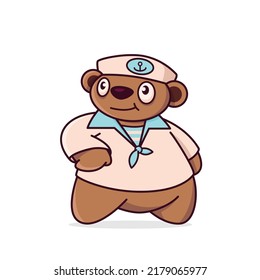 Cute cartoon bear. Teddy bear proud sailor