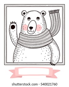 Cute cartoon bear. Template cards or invitations