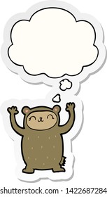 cute cartoon bear with thought bubble as a printed sticker