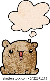 cute cartoon bear with thought bubble in grunge texture style