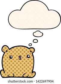 cute cartoon bear with thought bubble in comic book style