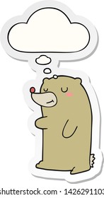 cute cartoon bear with thought bubble as a printed sticker