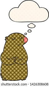 un lindo oso de dibujos animados con burbuja de pensamientos al estilo de un libro de historietas