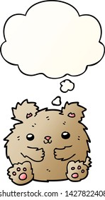 lindo oso de dibujos animados con burbuja de pensamiento en un estilo de gradiente suave