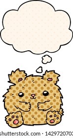 cute cartoon bear with thought bubble in comic book style