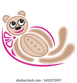 Cute cartoon bear toy. Vector illustration