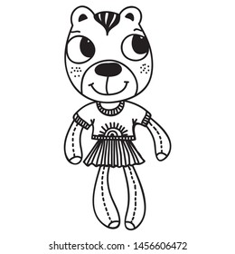 Cute cartoon bear toy. Vector illustration