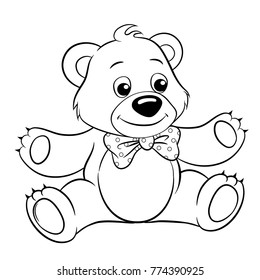 Cute cartoon bear. Vector black and white vector illustration for coloring book