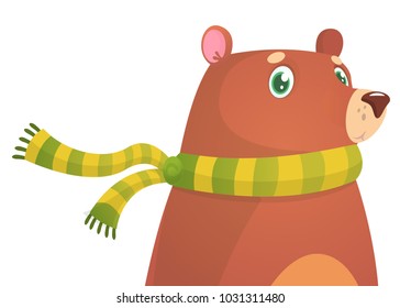 Cute cartoon bear. Vector illustration of a bear waving hand