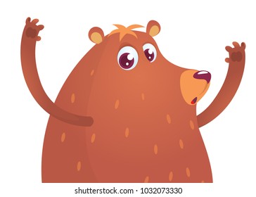 Cute cartoon bear. Vector illustration of a bear waving hand