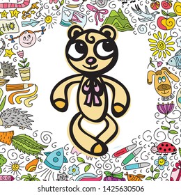 Cute cartoon bear. Vector illustration
